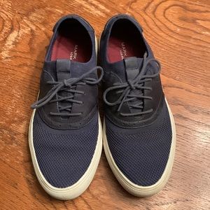 Navy blue slip on shoe with memory foam.
